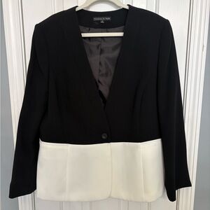 Women’s Preston & York Color Block Blazer Black/Cream Sz 18, Business Career